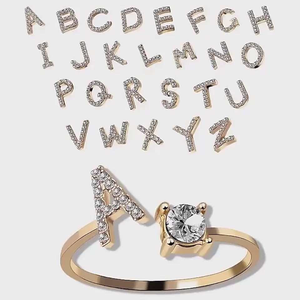 New Design Adjustable 26 Initial Letter Ring Fashi